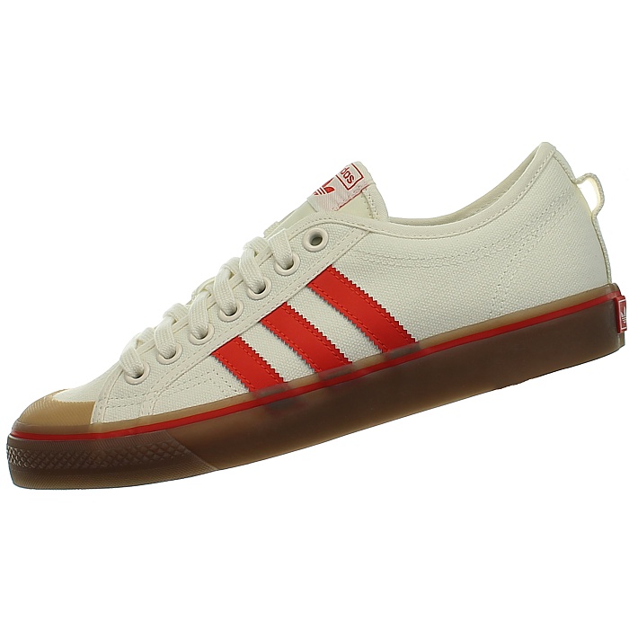 adidas originals nizza canvas trainers in white and red